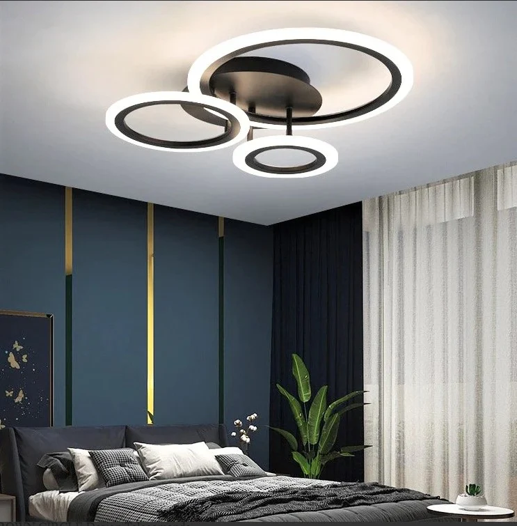 Чорна світлодіодна Led-люстра з пультом на 3 плафони до 15 м² Sirius 6091-3 BK