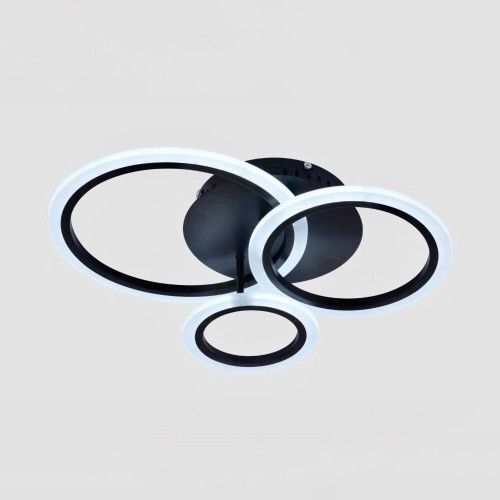 Чорна світлодіодна Led-люстра з пультом на 3 плафони до 15 м² Sirius 6091-3 BK