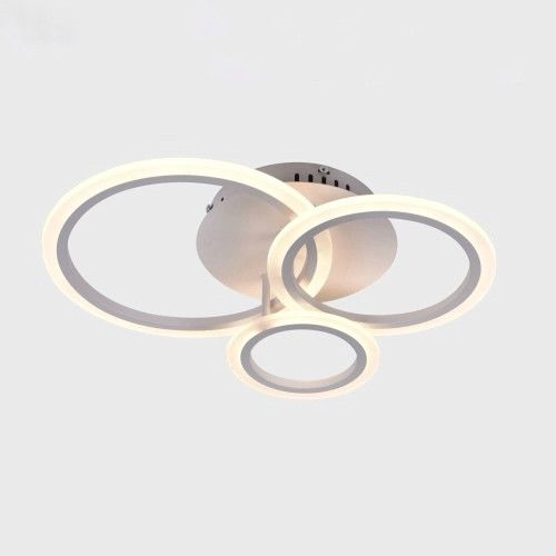 Світлодіодна Led-люстра білого кольору з пультом на 3 плафони до 15 м² Sirius 6091-3 WT