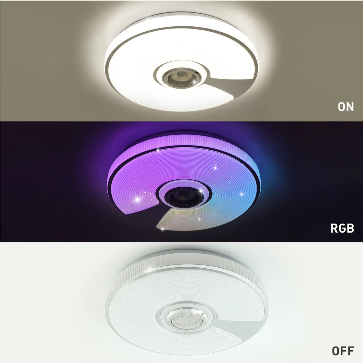 Кругла світлодіодна люстра до 18 м² з колонкою та RGB (SONG RGB 60W R 10452)