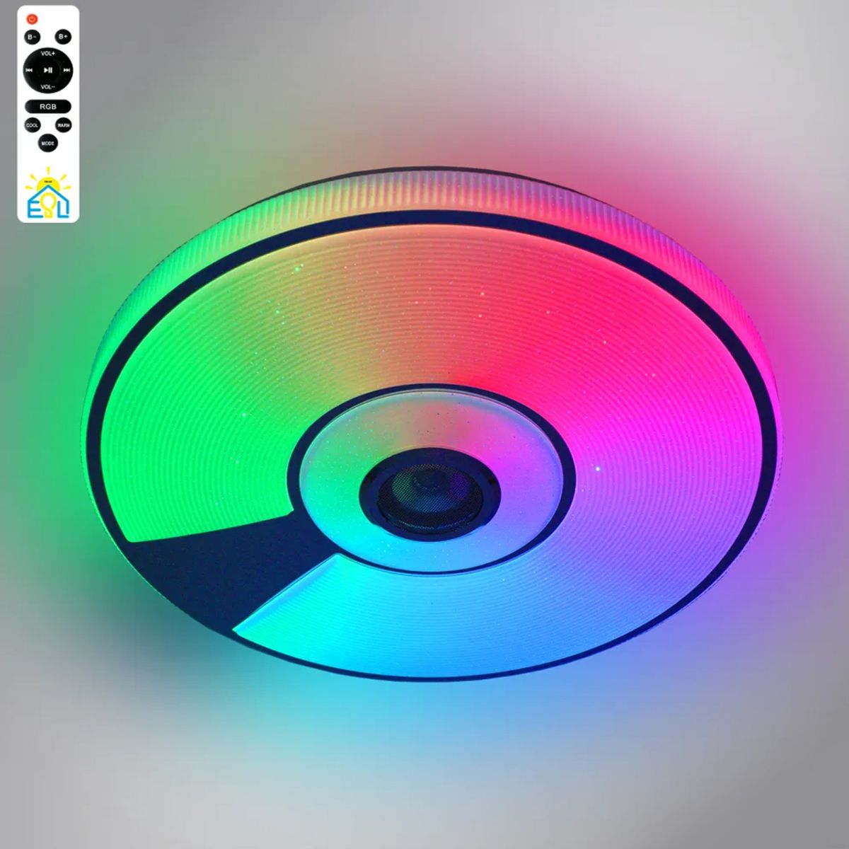 Круглый светильник с колонкой и RGB свечением до 20 м² SONG RGB 80W R