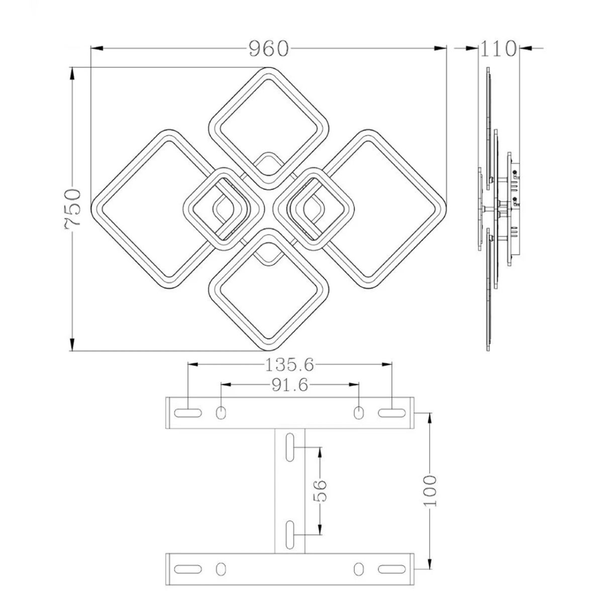 Світлодіодна Led люстра 120 Вт з пультом та rgb підсвічуванням до 23 м² OVAL ICE RGB 7S