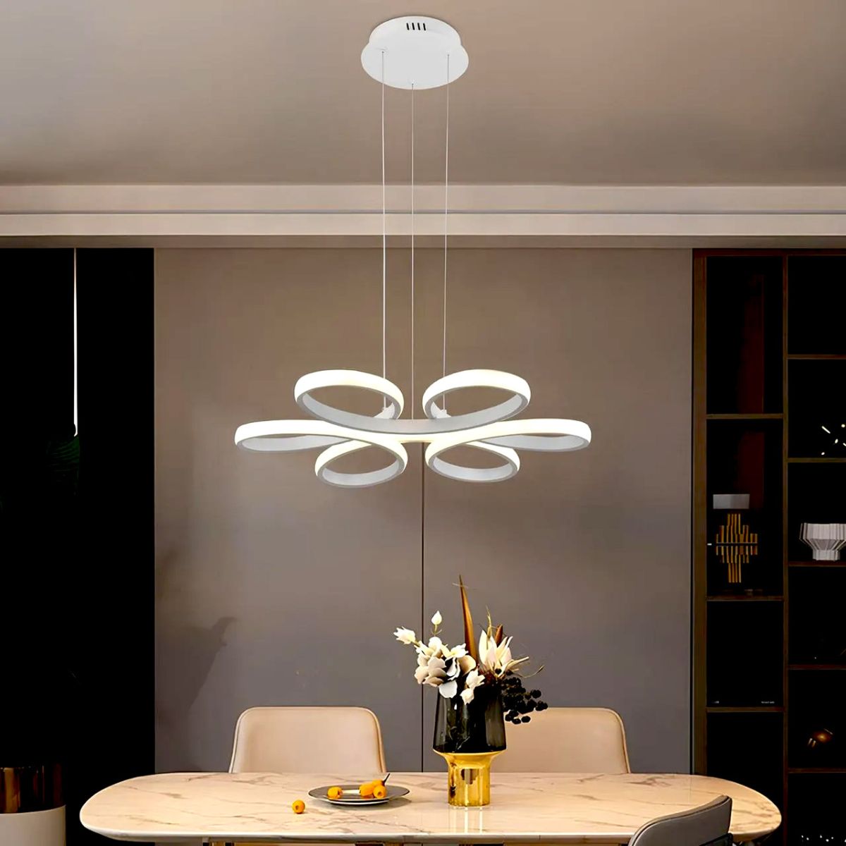 Підвісна LED люстра 50 см до 18 м², білий корпус, 104W з пультом (Sirius LCD3061 WT)