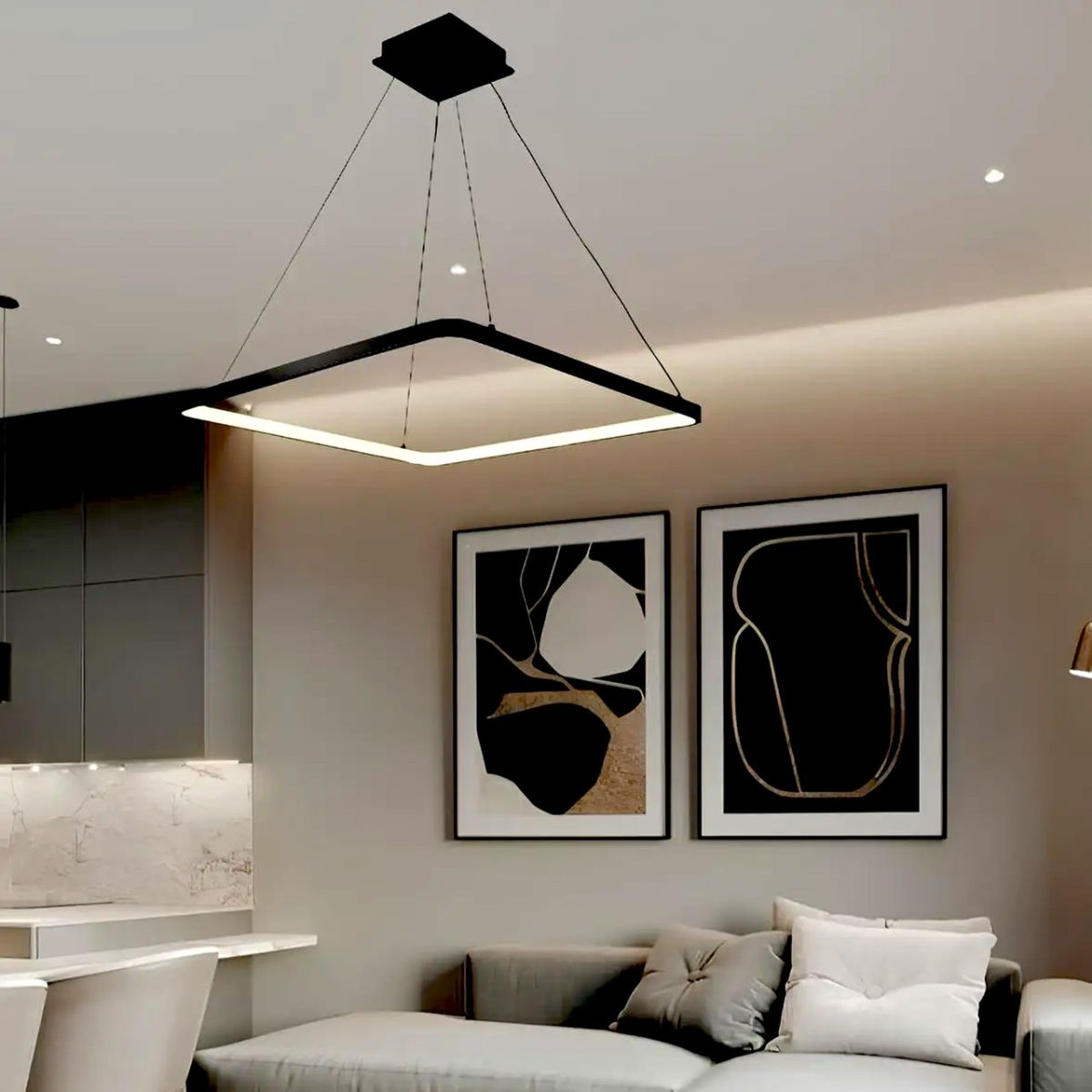 Квадратна Led-люстра Sirius 52W чорна з пультом керування LCD3017 BK 52W