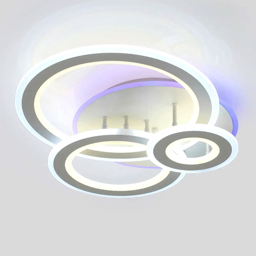 Біла Led-люстра до 20 м² на три кільця на 168 Вт Sirius 77665/3 WT