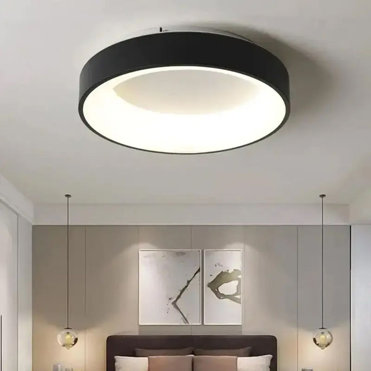 Кругла світлодіодна Led-люстра у чорному корпусі з пультом до 15 м² Sirius GLD-23412 BK