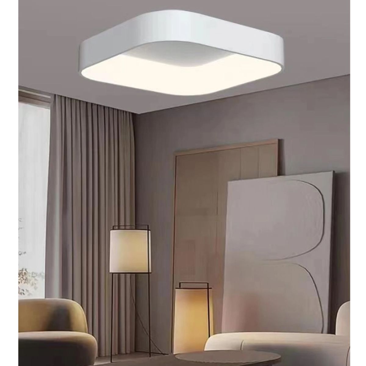 Світлодіодна біла Led люстра до 15 м² квадратної форми з пультом на 64 Вт Sirius GLD-23413 WT 64W