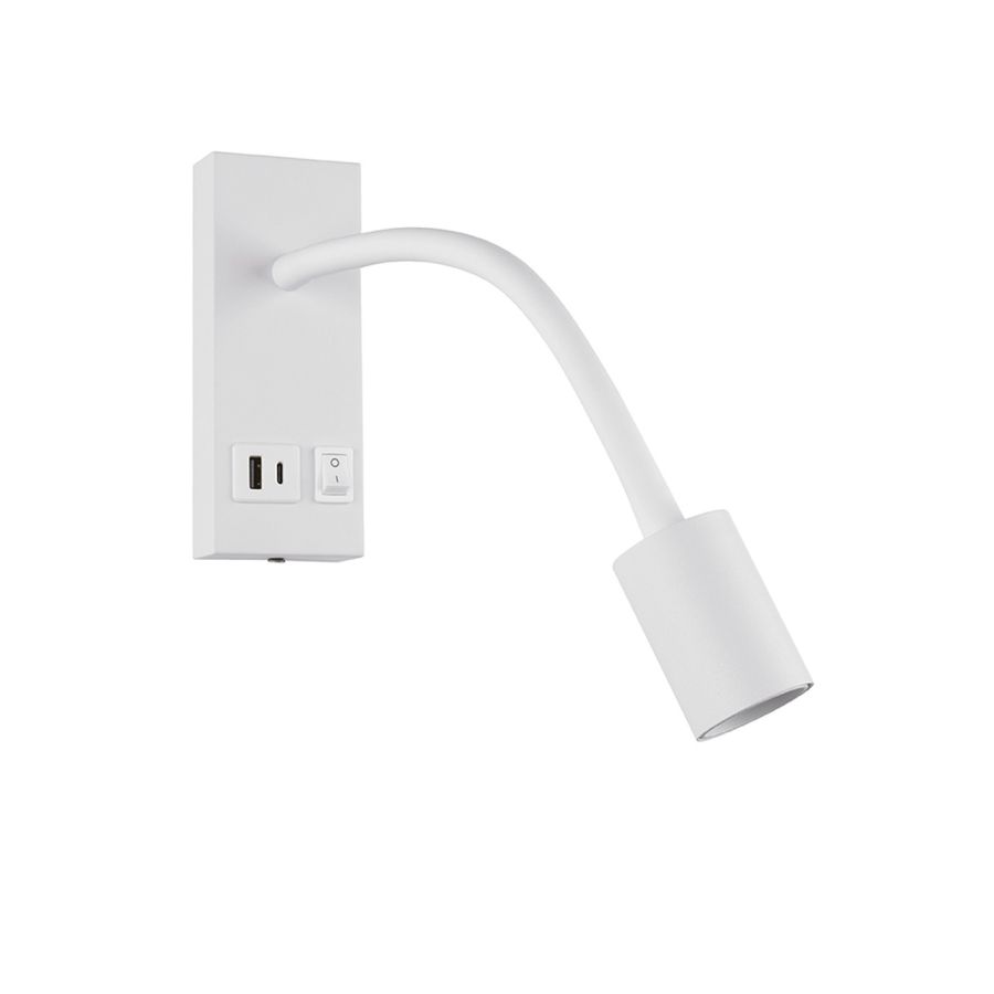 Сучасний настінний Led-світильник у білому корпусі SNAKE USB+TYPE-C VIOLUX 5W 4200K