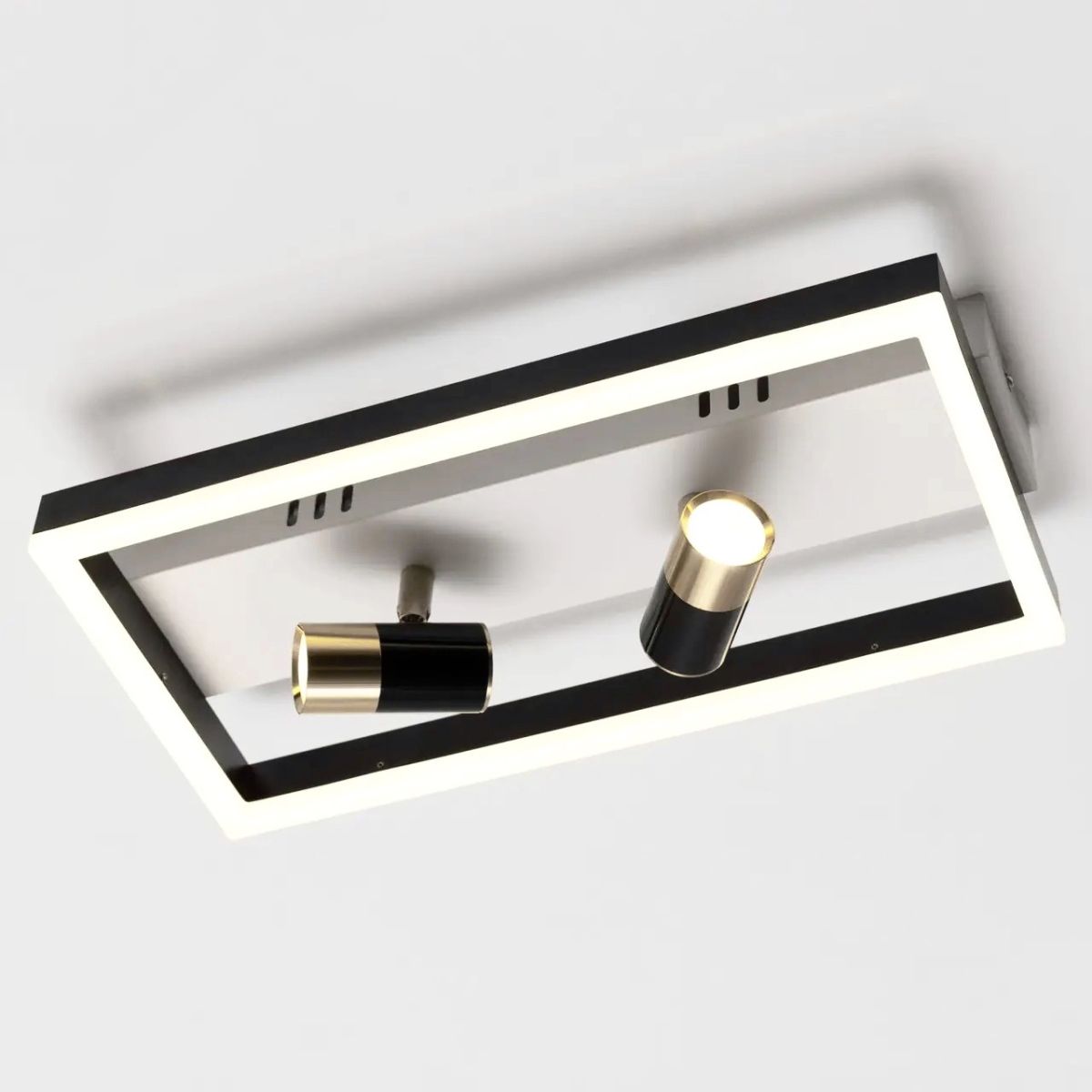 Стельова LED-люстра до 15м² з поворотними спотами V K38624-3 BK+FGD (52W)