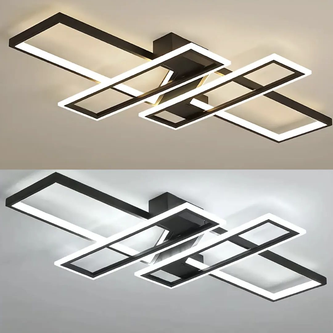 Світлодіодна Led люстра 220Wt прямокутна форма чорна до 30м² з пультом (1186/2+2 Bk)