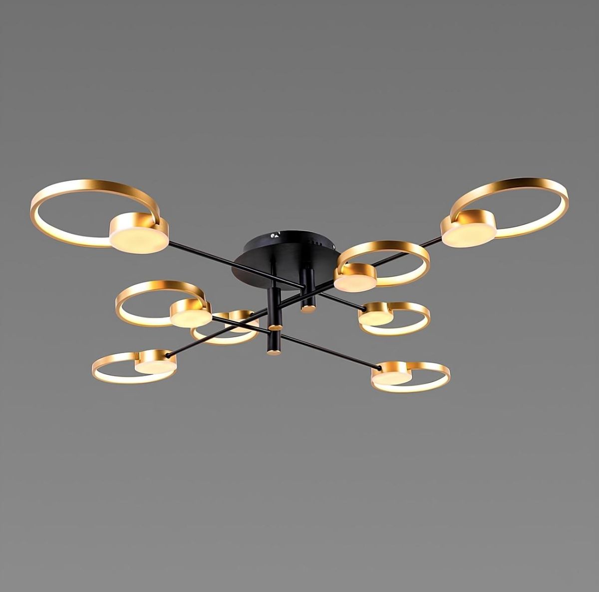 Чорна Led-люстра до 20 м² із золотими акцентами Sirius (1312/8)
