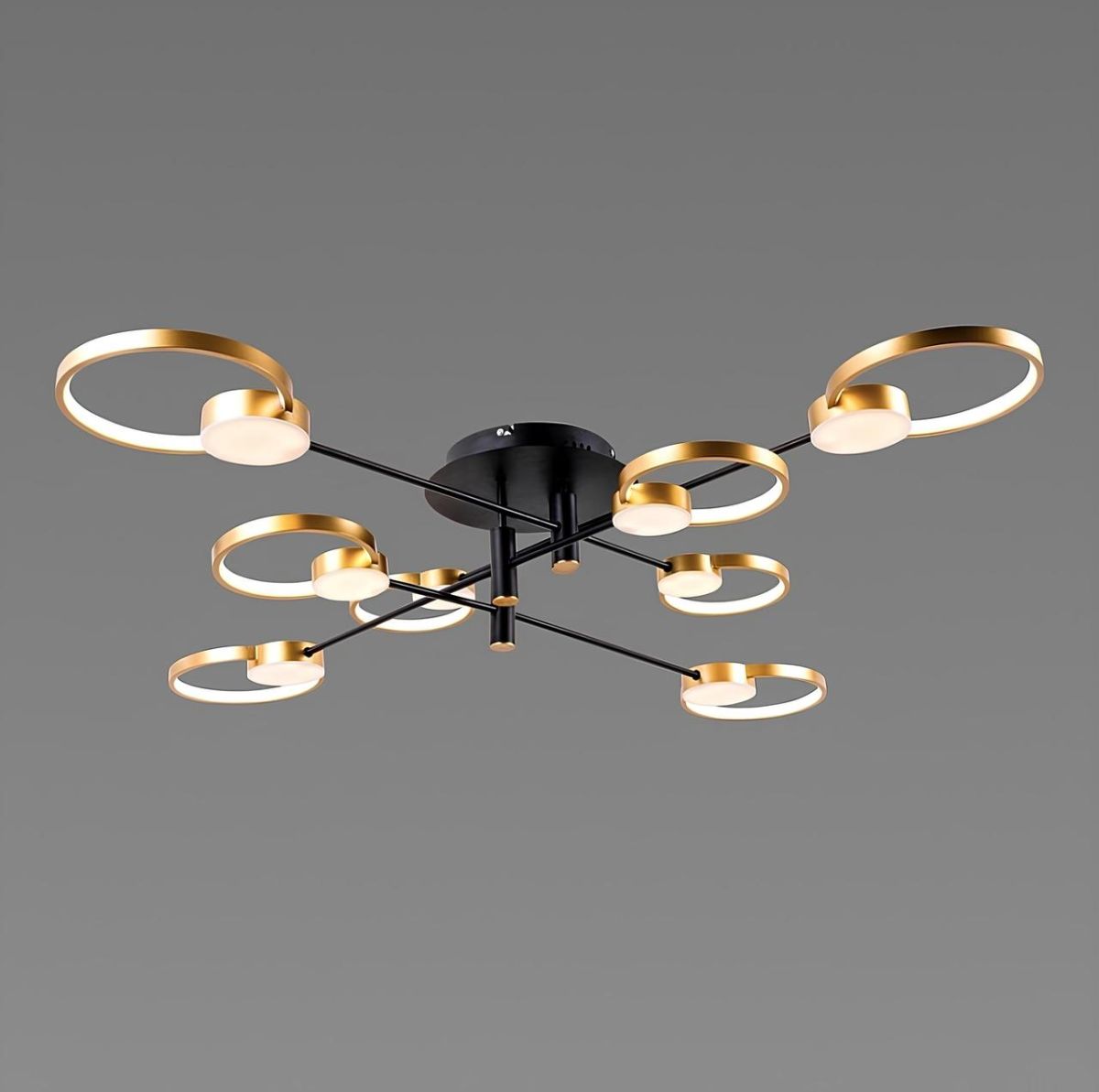 Чорна Led-люстра до 20 м² із золотими акцентами Sirius (1312/8)