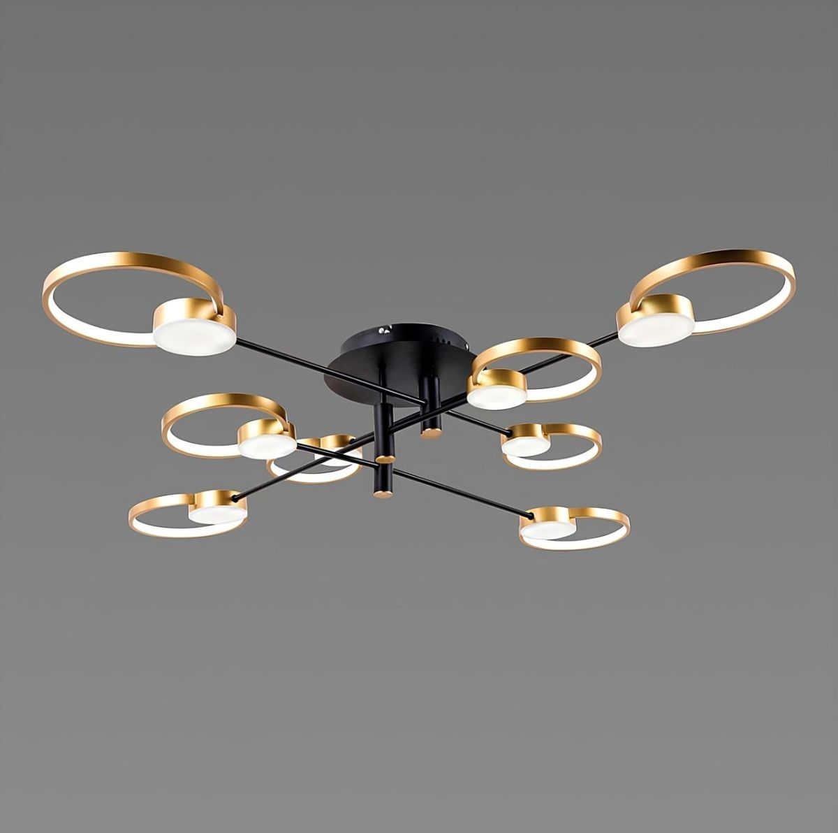 Чорна Led-люстра до 20 м² із золотими акцентами Sirius (1312/8)