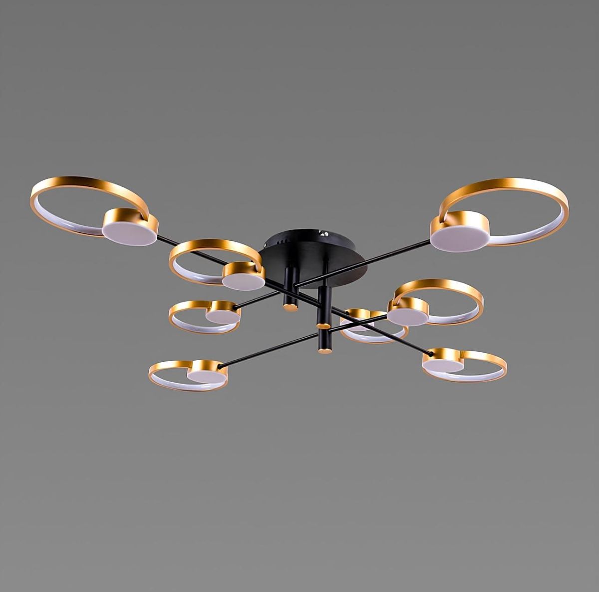 Чорна Led-люстра до 20 м² із золотими акцентами Sirius (1312/8)