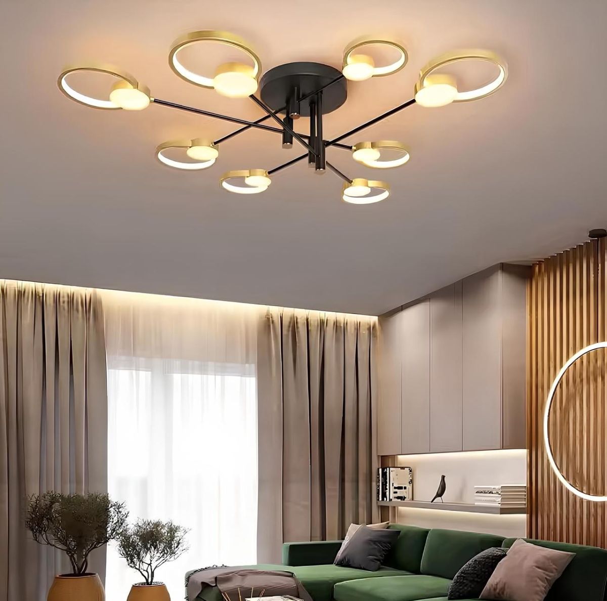 Чорна Led-люстра до 20 м² із золотими акцентами Sirius (1312/8)