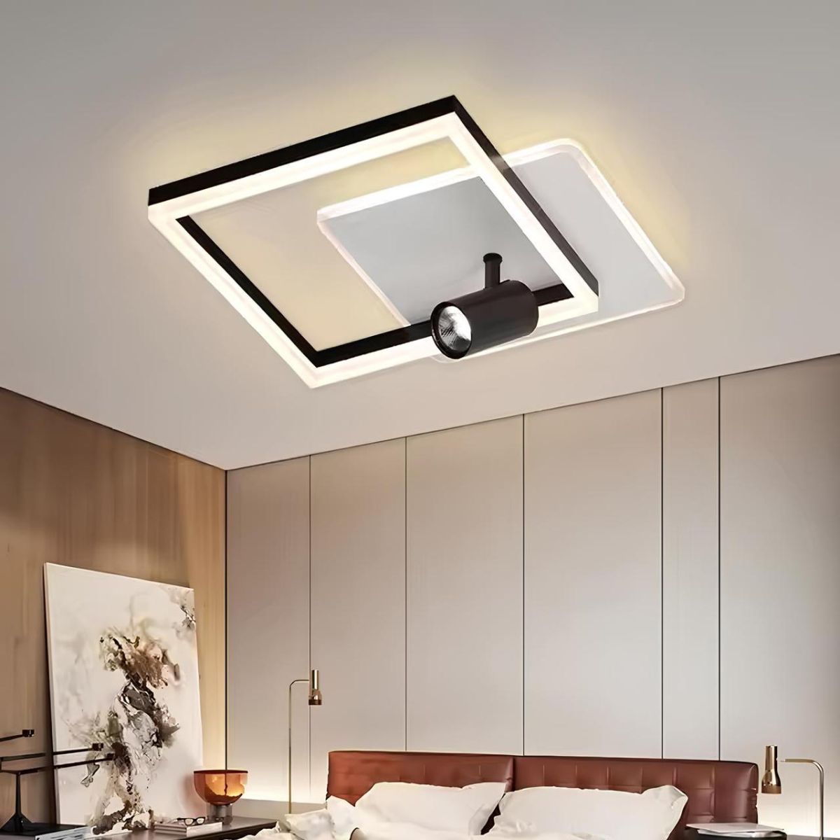 Квадратна Led-люстра з пультом у чорно-білому корпусі,освітлення до 15 м² V K33210-420 WT+BK