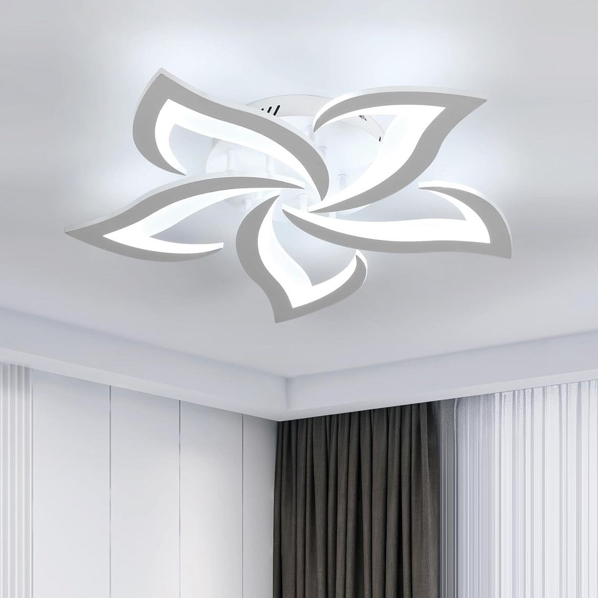LED люстра Лотос до 15м²у білому кольорі з пультом керування ELLA 50W (10594)