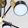 Стельова LED люстра 8 плафонів 110 см до 25 м², чорний з золотом (P537-8BK)
