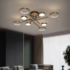 Стельова LED люстра 8 плафонів 110 см до 25 м², чорний з золотом (P537-8BK)