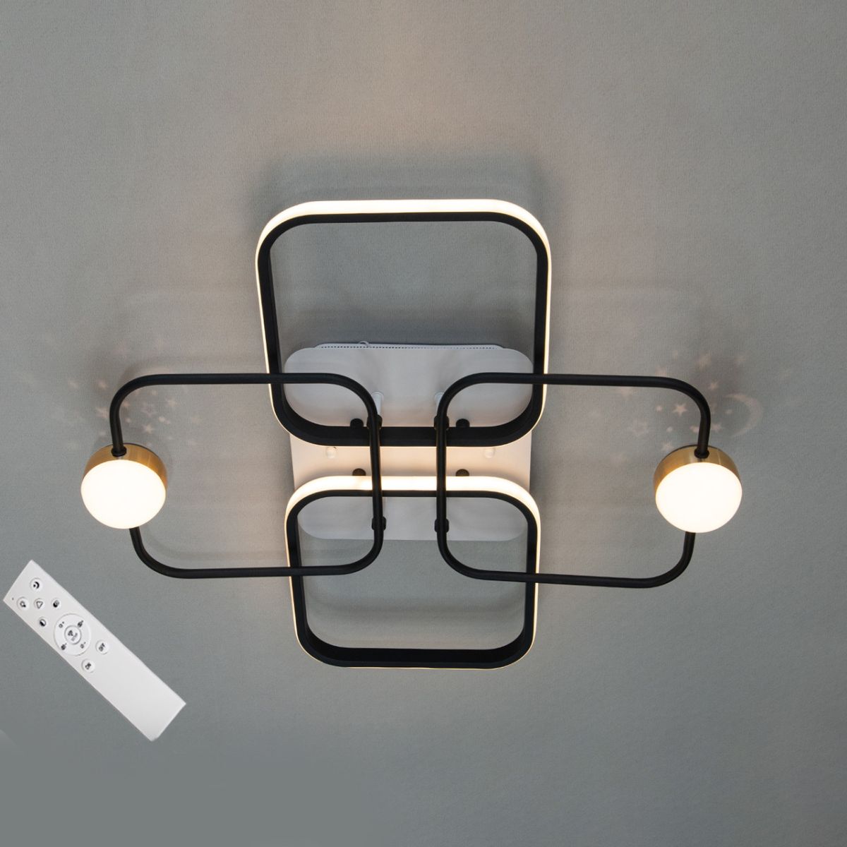 Led люстра до 18 м² світлодіодна з пультом (MX2990-2+2A WH+BK)