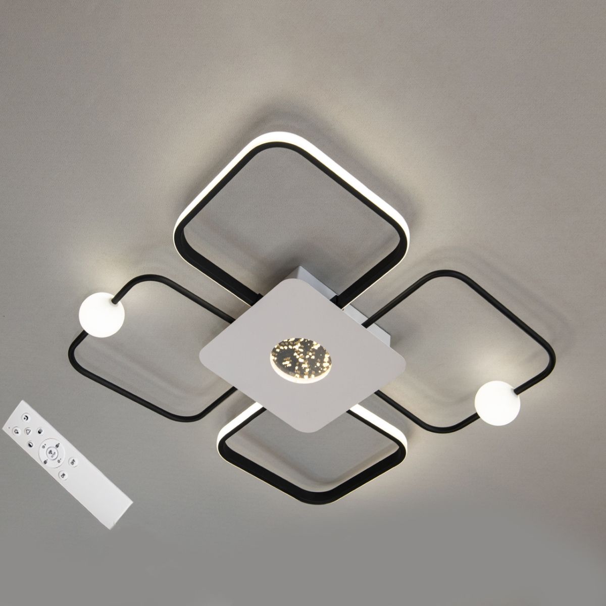 Світлодіодна Led-люстра до 18 м² з пультом та зоряним небом (MX2990-2+2B WH+BK)