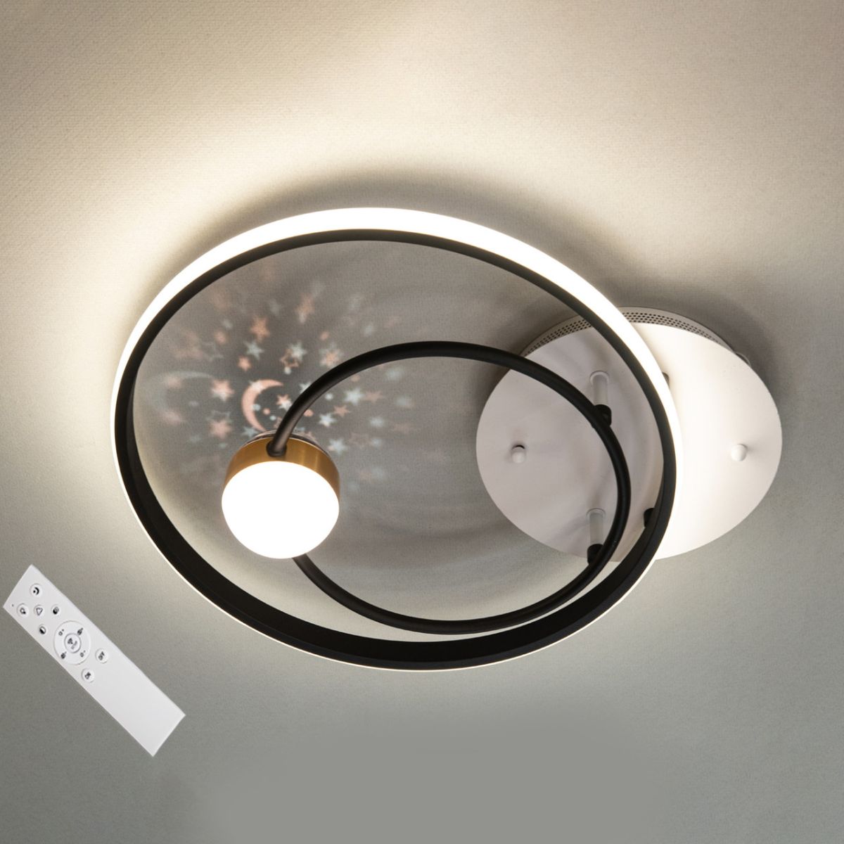 Кругла Led люстра освітлення до 15 м ² з пультом управління чорно-біла (MX2989-2A WH+BK)
