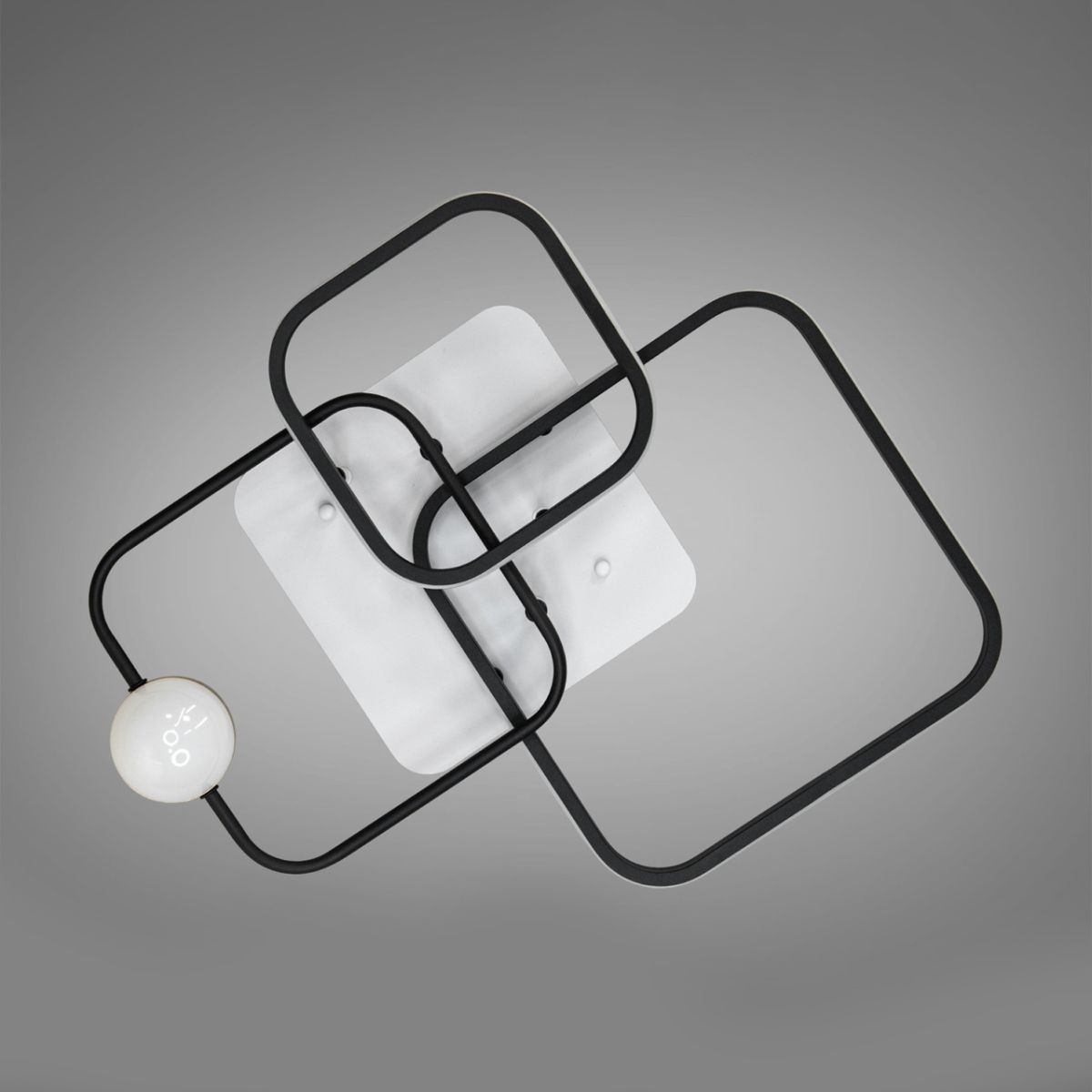 Квадратна чорно-біла Led-люстра до 18 м² з пультом керування (MX2988-3S WH+BK)