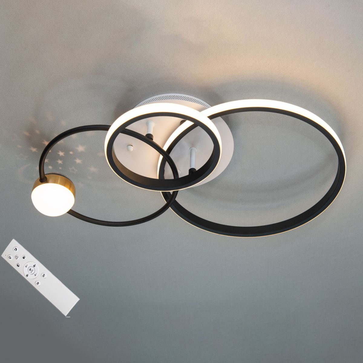 Кругла Led люстра до 18 м² з пультом керування на три кільця (MX2987-3S WH+BK)