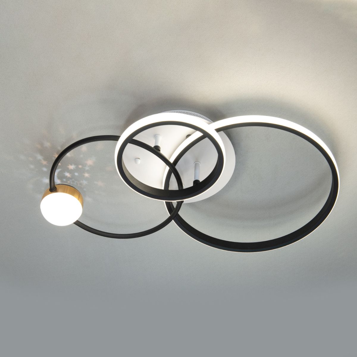 Кругла Led люстра до 18 м² з пультом керування на три кільця (MX2987-3S WH+BK)