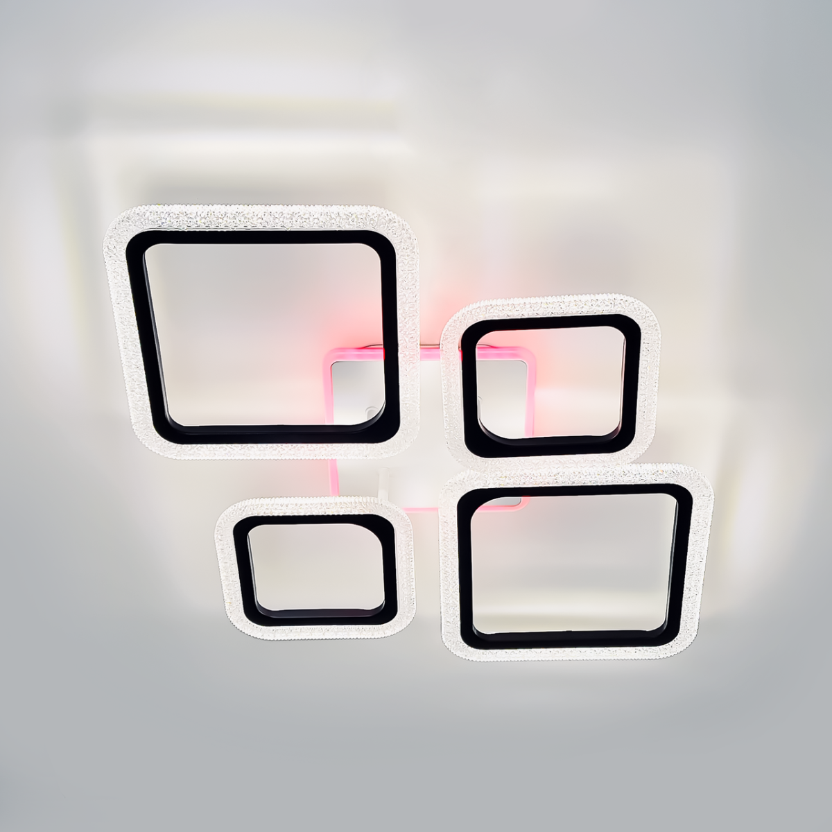 Черная Led-люстра с пультом на 4 квадрата, 92 Вт до 18 м² 1179/2+2 BK