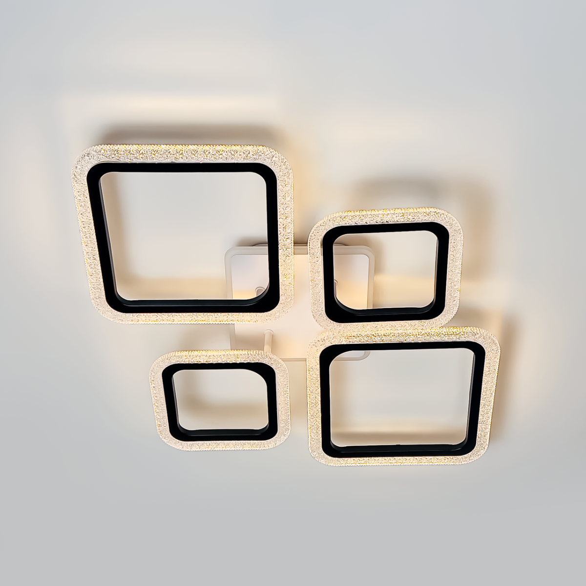 Черная Led-люстра с пультом на 4 квадрата, 92 Вт до 18 м² 1179/2+2 BK