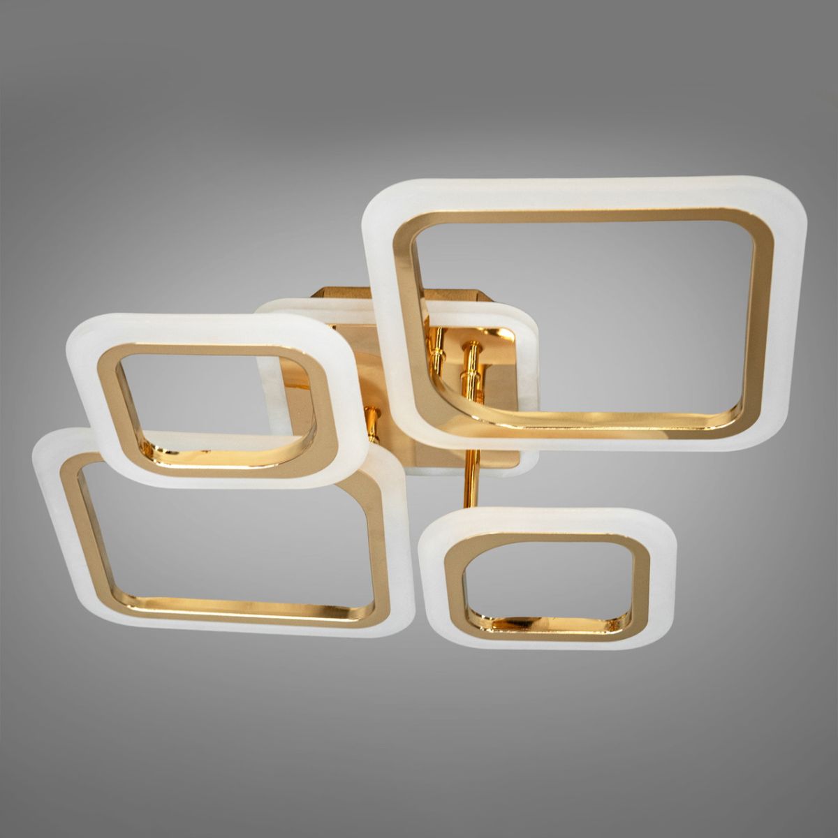 Золота Led-люстра з пультом на 4 квадрати, 80 Вт до 18 м² A8060/2+2G LED 3color dimmer