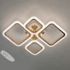 Золота Led-люстра з пультом на 4 квадрати, 80 Вт до 18 м² A8060/2+2G LED 3color dimmer