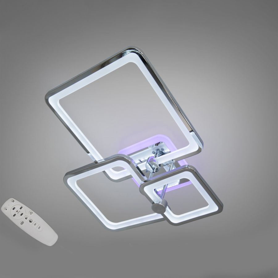 Хромована Led-люстра з пультом на 3 квадрати, 70 Вт до 15 м² (8208/3HR LED 3color dimmer)