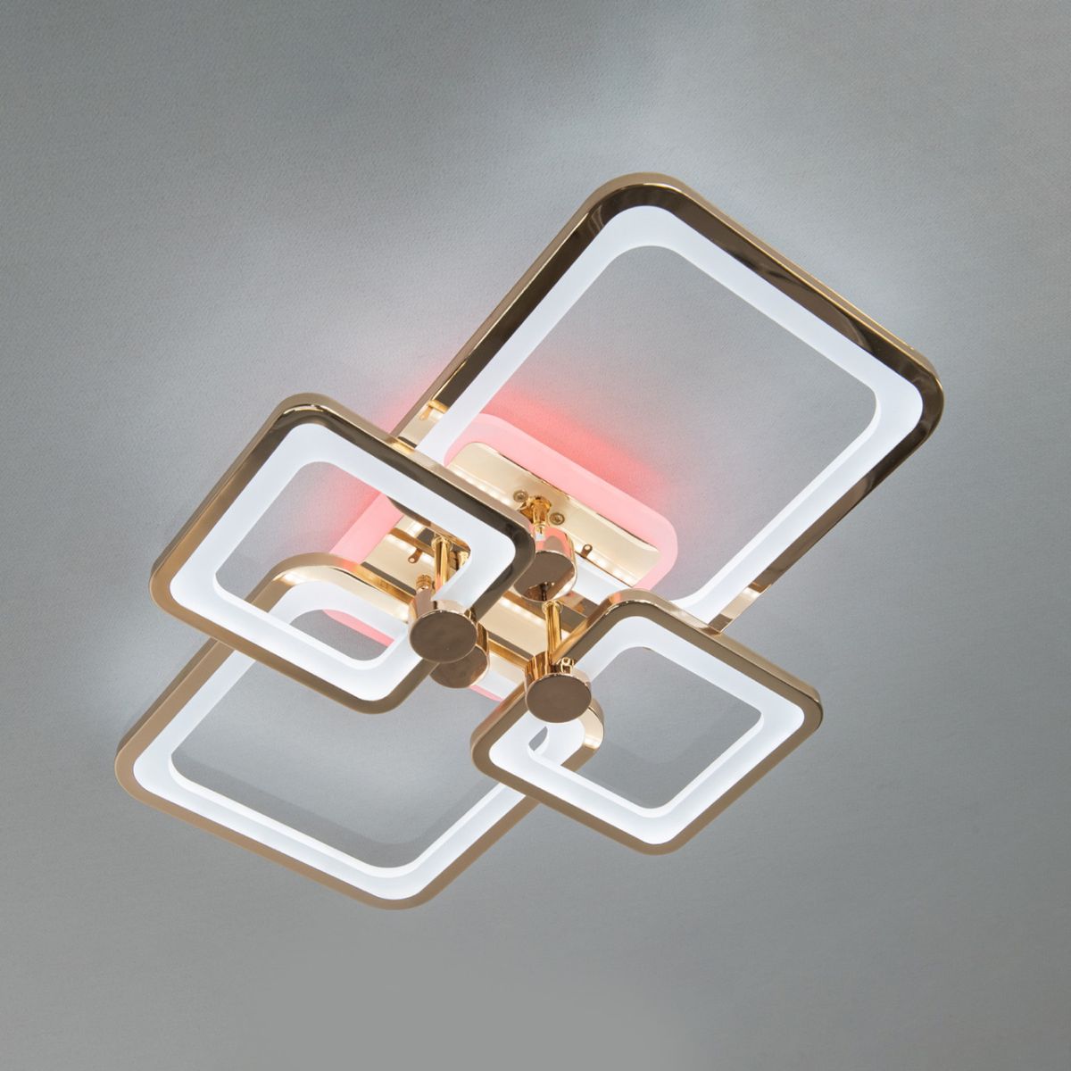 Світлодіодна Led-люстра з пультом на 4 квадрати, на 76W освітлення до 15 м² (8208/4G LED 3color dimmer)
