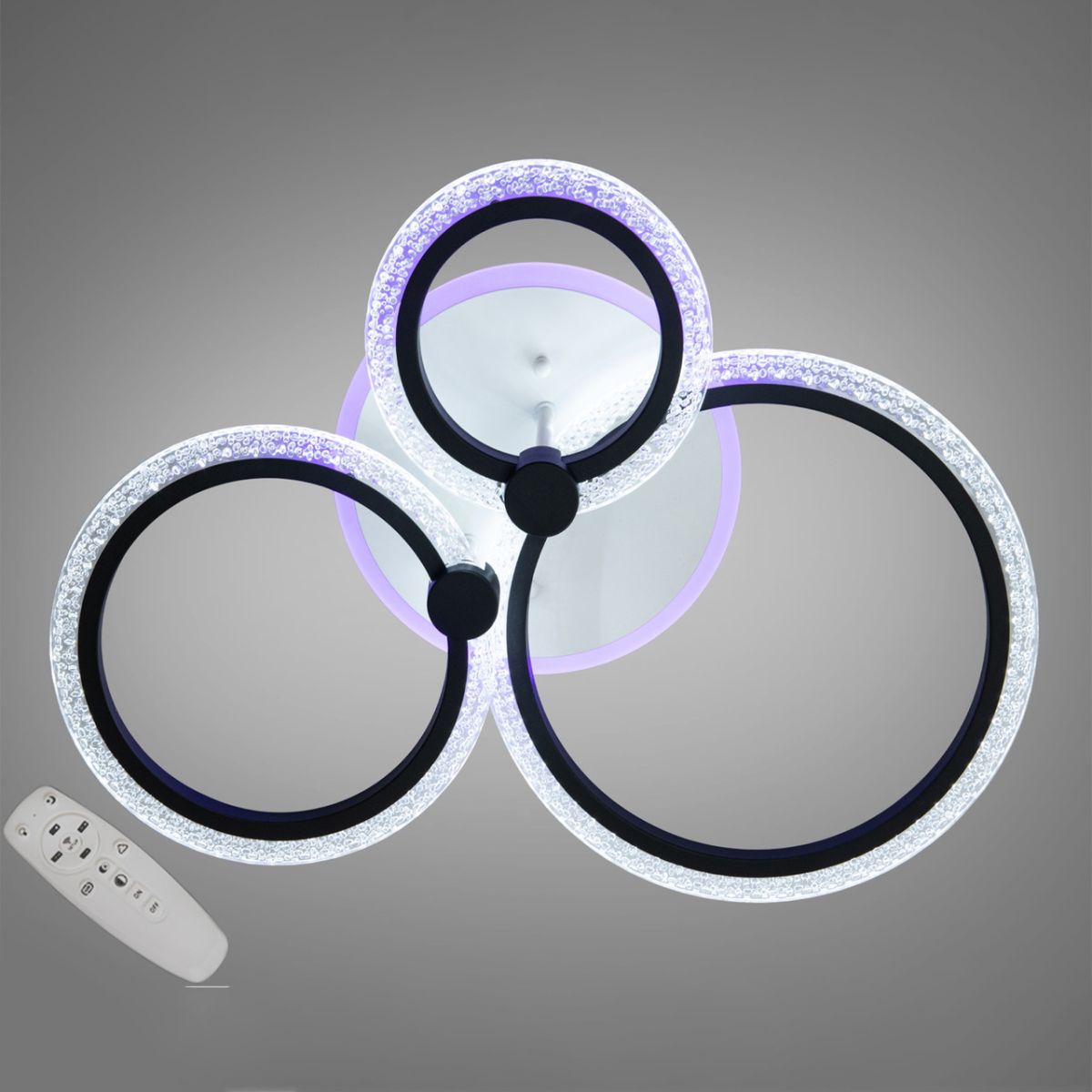 Кругла світлодіодна Led-люстра з RGB-підсвічуванням та пультом, освітлення до 10 м²