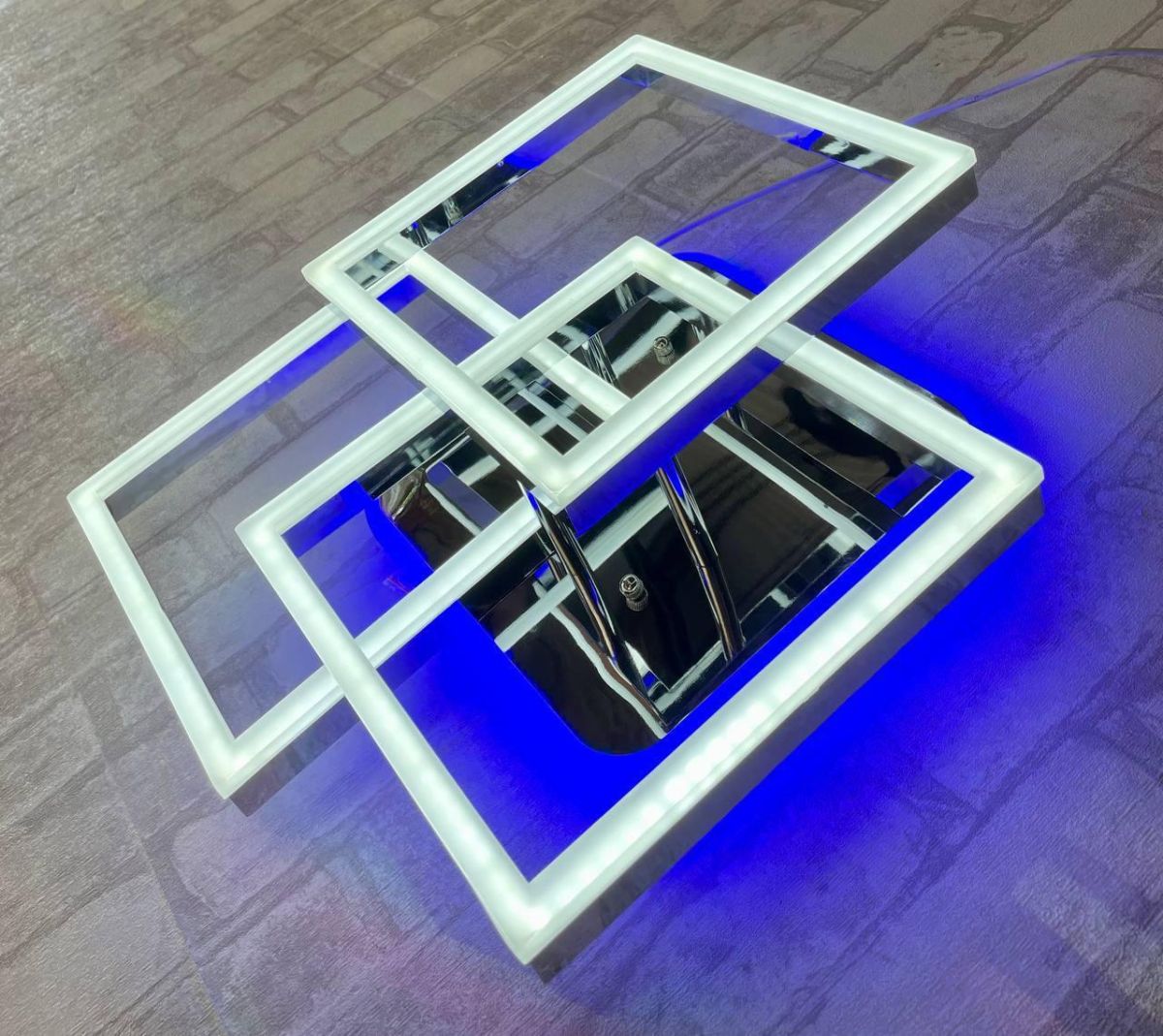 Led люстра стельова до 18 м² геометрична з RGB-підсвіткою 85W срібно-хром (11058/3HR LS)