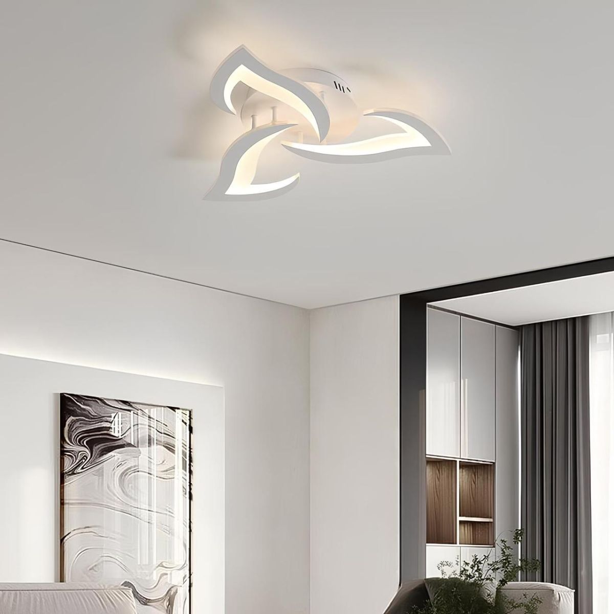 Стельова біла Led люстра до 10 м² форма білий лотос  (V 5102-3 WH)