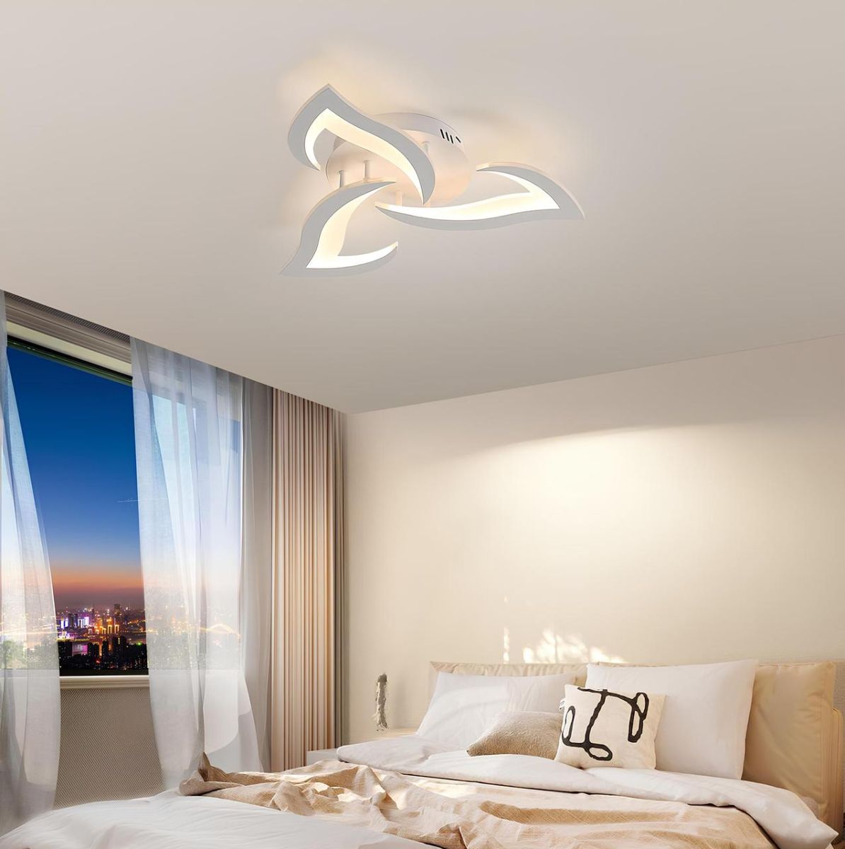 Стельова біла Led люстра до 10 м² форма білий лотос  (V 5102-3 WH)