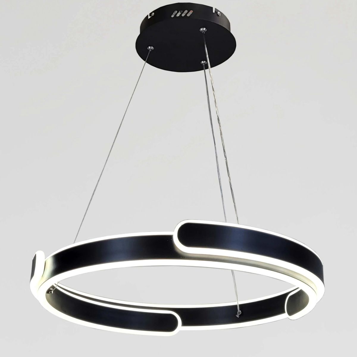 Підвісна LED люстра 50 см чорне кільце108 Wt "Orbital Black Ring" (2461/500+500BK)