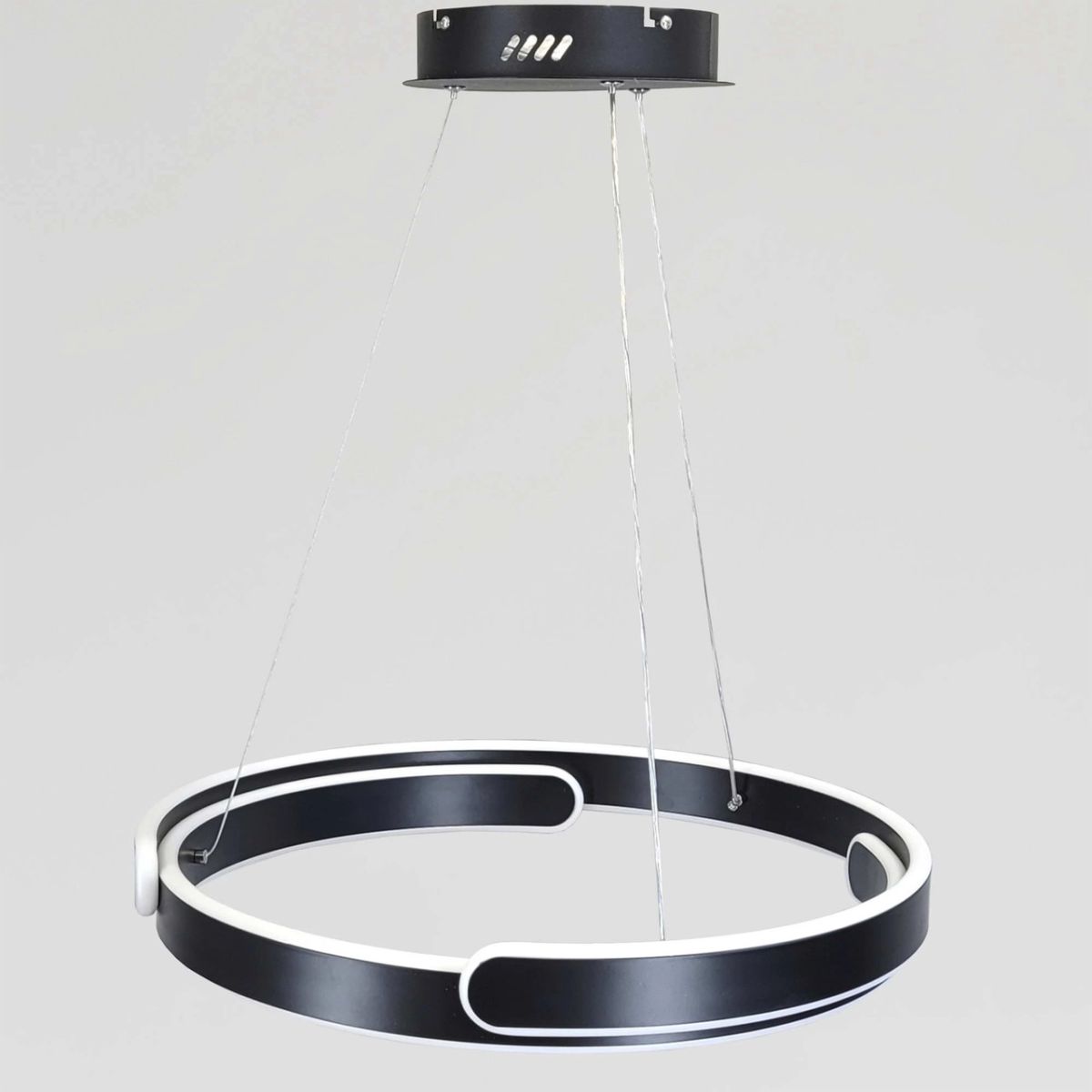 Підвісна LED люстра 50 см чорне кільце108 Wt "Orbital Black Ring" (2461/500+500BK)