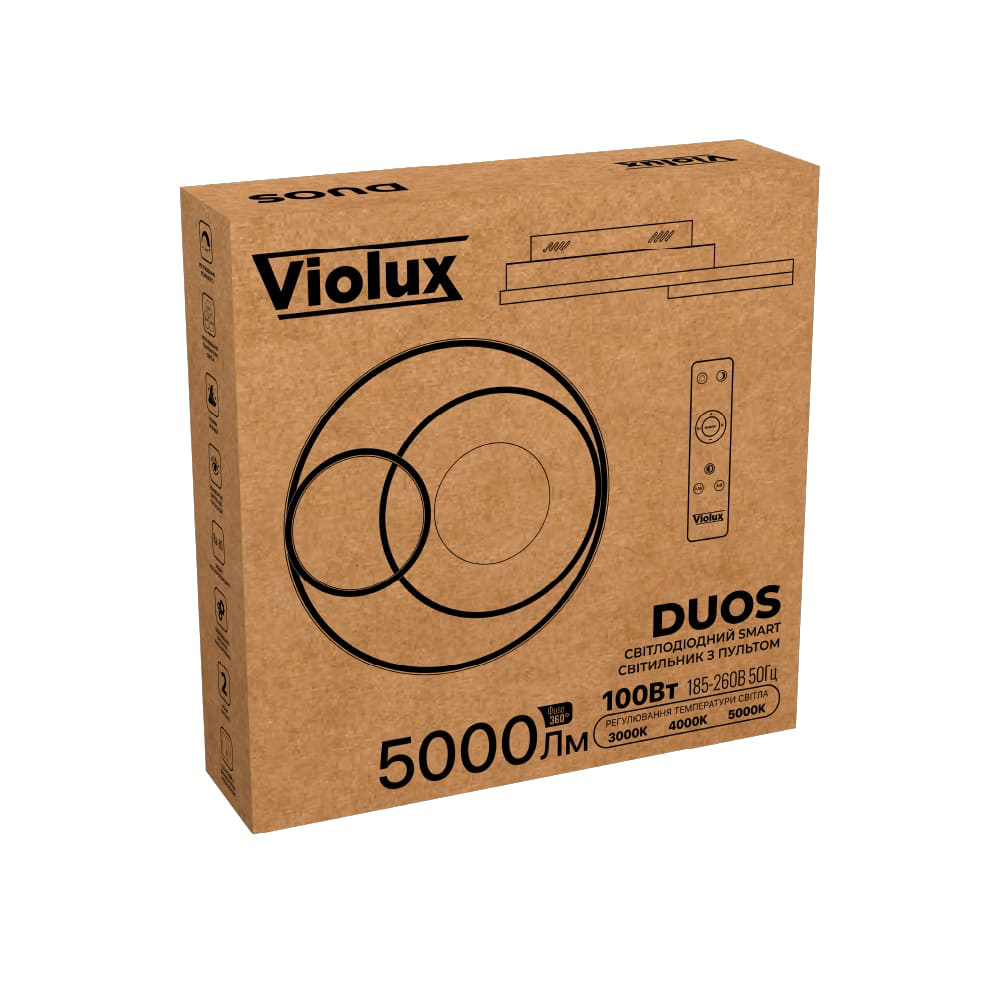 Кругла смарт люстра з пультом до 20 м² у білому кольорі Led 100W (DUOS Wh 220795)
