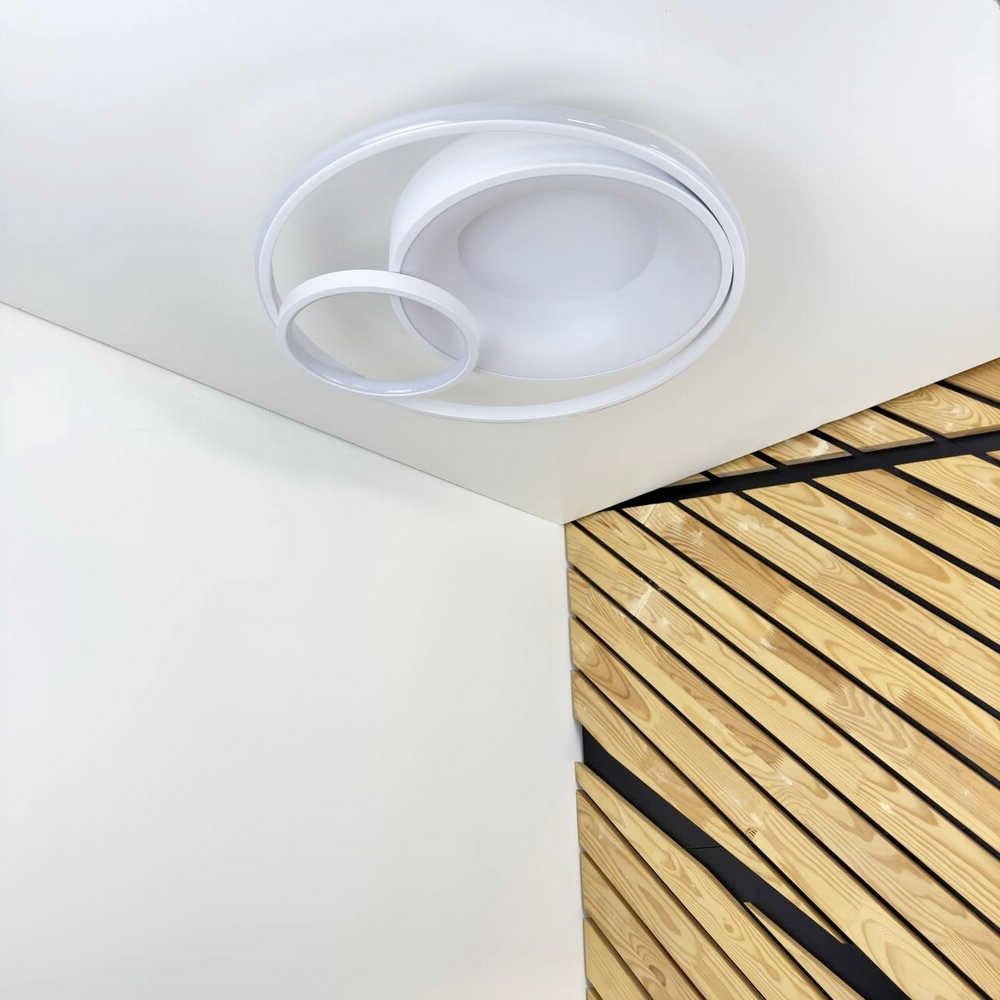 Кругла смарт люстра з пультом до 20 м² у білому кольорі Led 100W (DUOS Wh 220795)