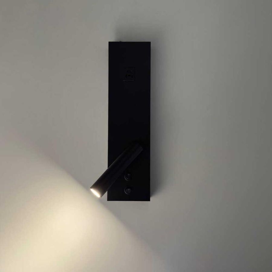 Чорний настінний спотовий Led-світильник BITRIX-W USB+TYPE-C VIOLUX 15W
