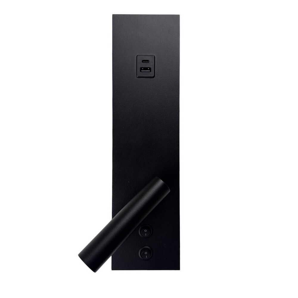 Чорний настінний спотовий Led-світильник BITRIX-W USB+TYPE-C VIOLUX 15W