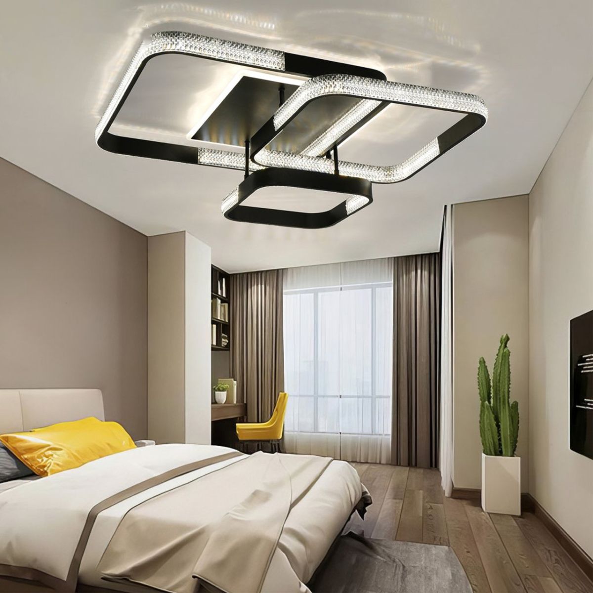 Світлодіодна Led люстра до 25м² з пультом керування LUMINARIA AKRILIKA SQUARE 130W 4S BLACK