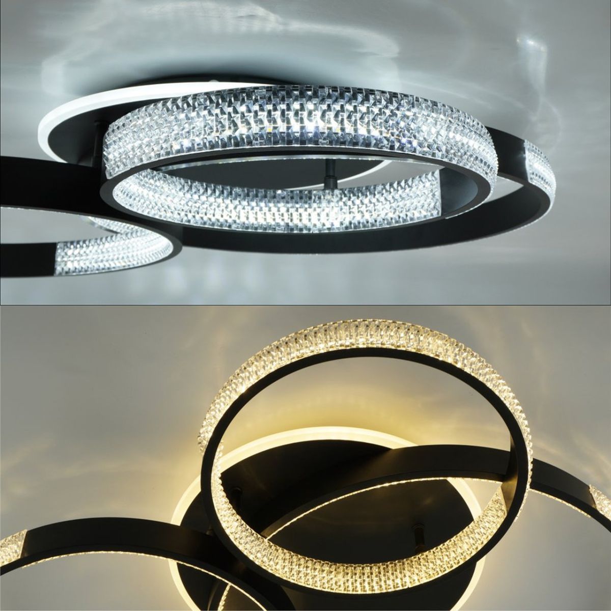 Кругла світлодіодна люстра до 20м² з пультом керування LUMINARIA AKRILIKA ROUND 100W 4R BLACK