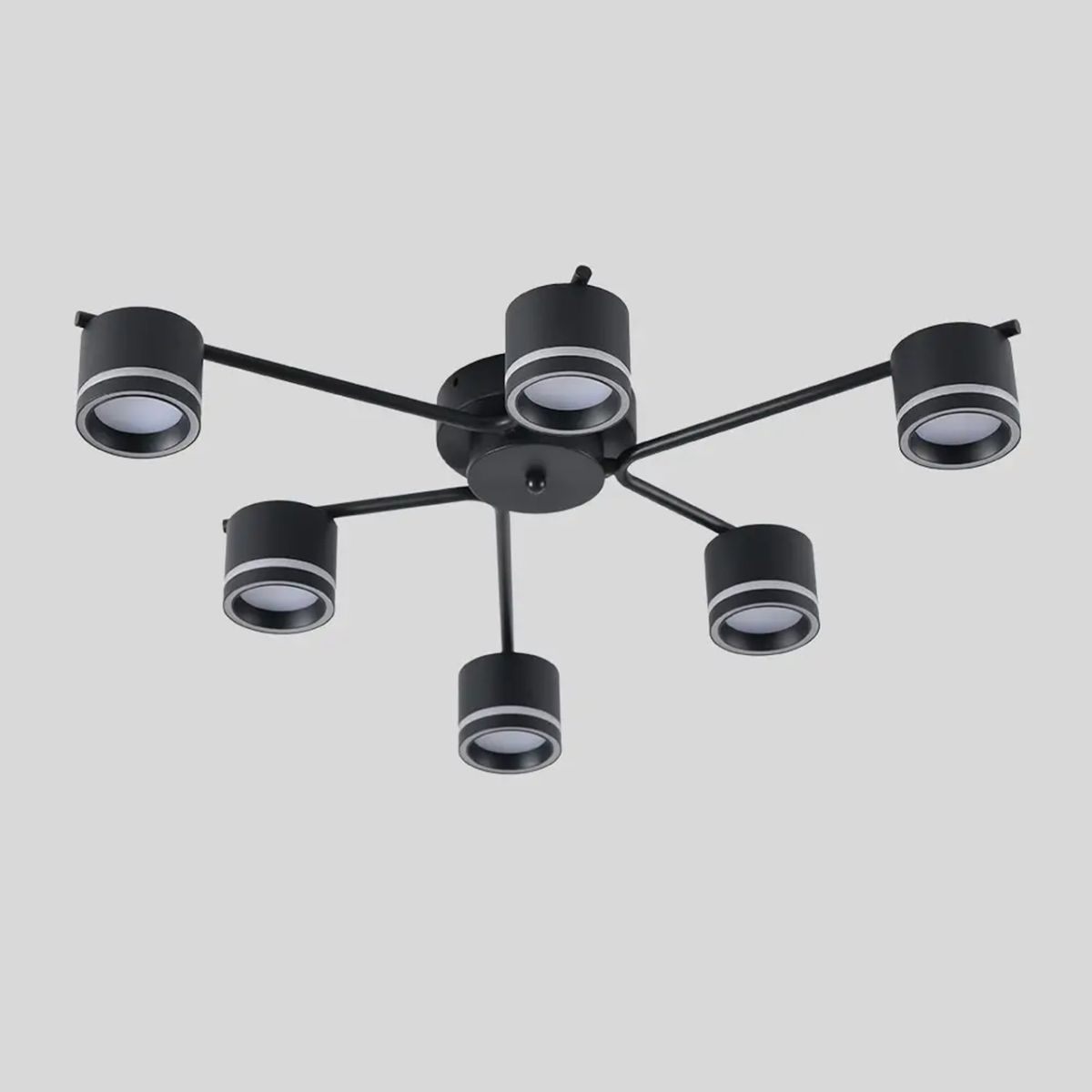 Стельова люстра до 18м² на 6 плафонів чорна GELA 6R BLACK