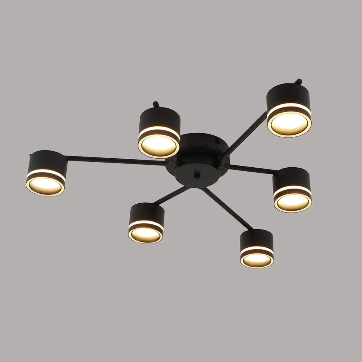 Стельова люстра до 18м² на 6 плафонів чорна GELA 6R BLACK