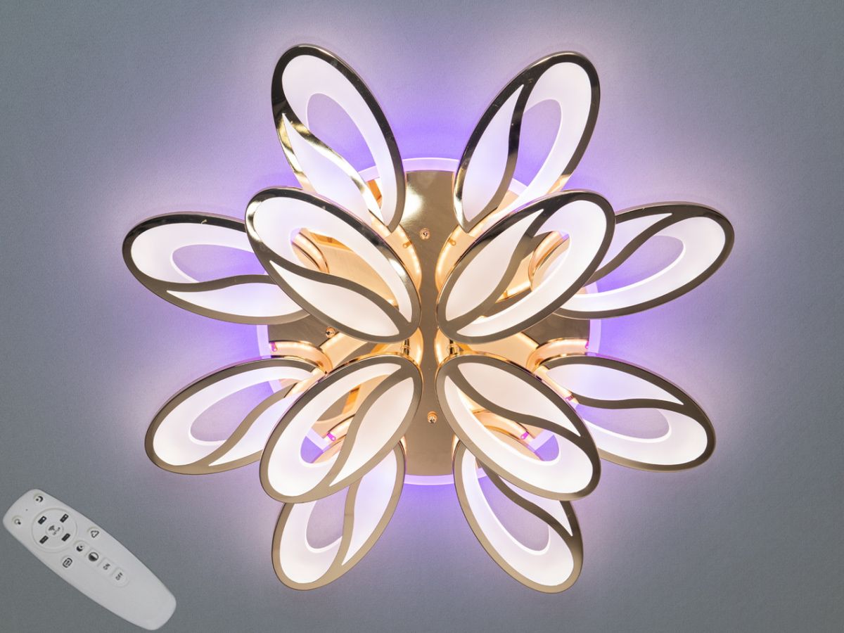 LED люстра на велику кімнату  до 30 м² з пультом управління 190W  Coffee Beans (8090/8+4G LED 3color)